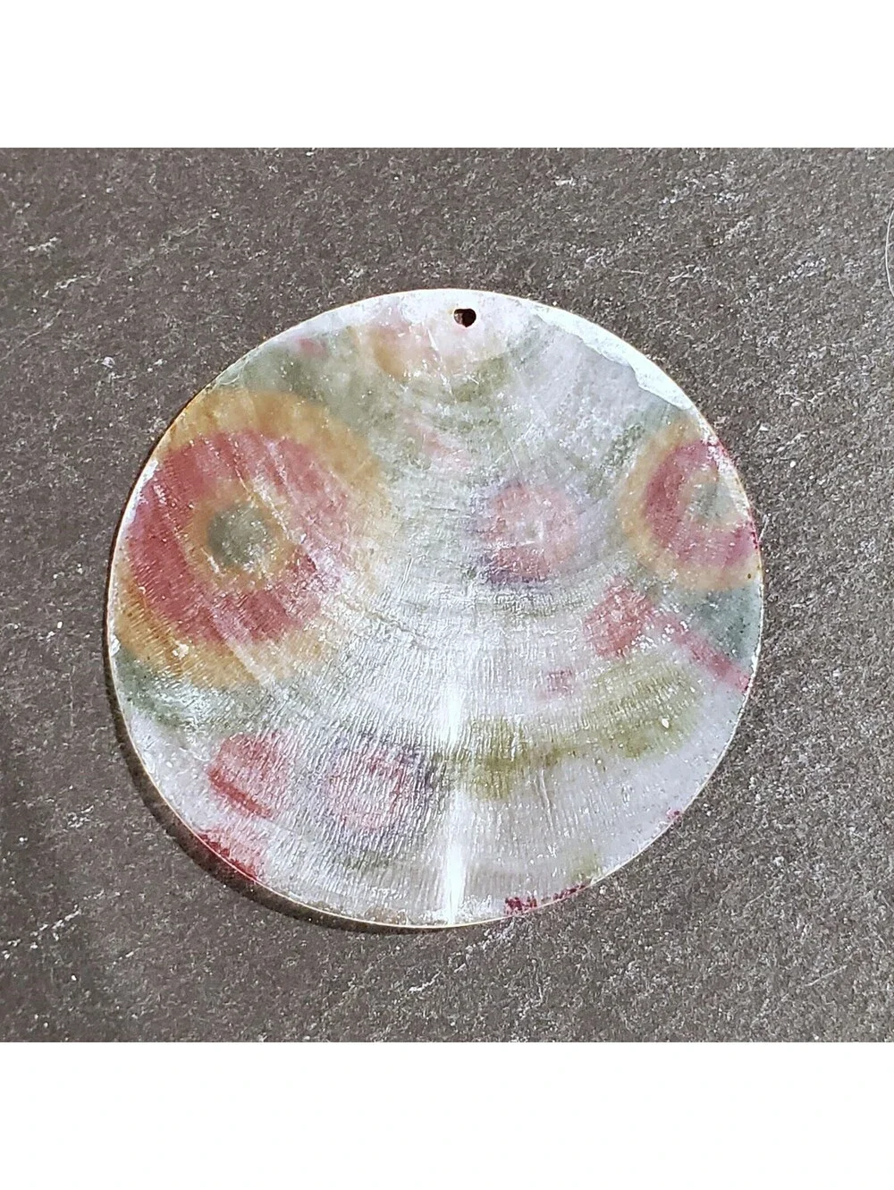 Retro Hippy Circles 50mm Capiz Shell Pendant Focal Bead